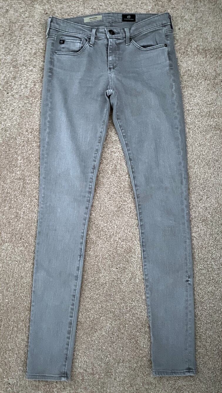 AG Adriano Goldschmied Gray Denim Jeans, The Legging, Super Skinny, 25R